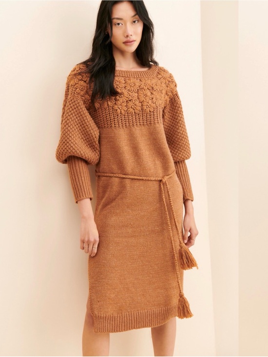 Anthropologie Dresses & Skirts - Anthropologie | Avantlook Floral Knit Fall Wool Blend Sweater Dress